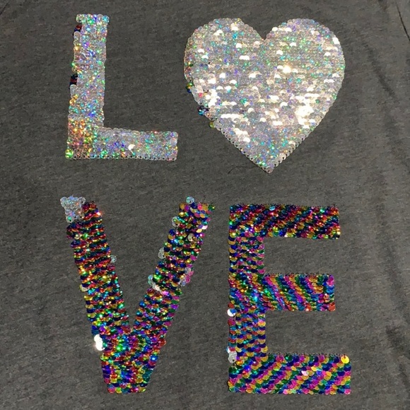 NWOT/VEUC Children’s Place Girl’s Flip Sequins LOVE Long Sleeve T-shirt -size 14 - Picture 4 of 8